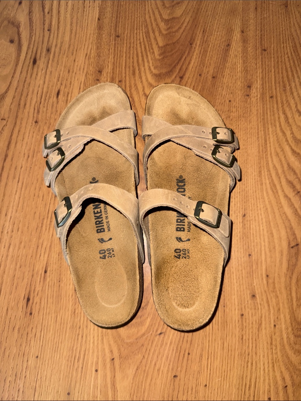 Birkenstock Women's Tan Suede Triple-Buckle Sandals